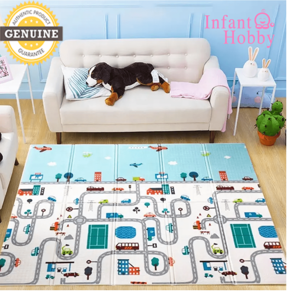 Picture of İnfant Hobby Happy City Premium Katlanabilir Çif Taraflı Oyun Matı (ÖZEL KORUYUCU KENAR BİYELİ)